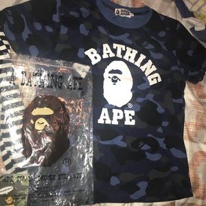 Bape blue camo shirt